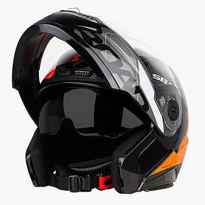 STEELBIRD SBA-7 ISS ROAD MATT BLACK/ORANGE C/V (L)
