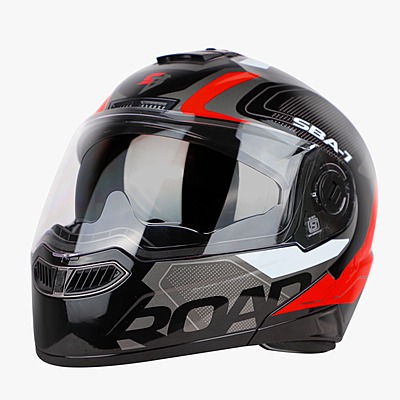 STEELBIRD SBA-7 ISS ROAD MATT BLACK/RED C/V (XL)