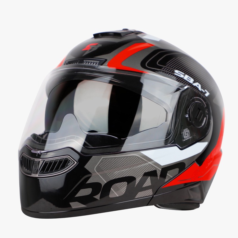 STEELBIRD SBA-7 ISS ROAD MATT BLACK/RED C/V (XL)