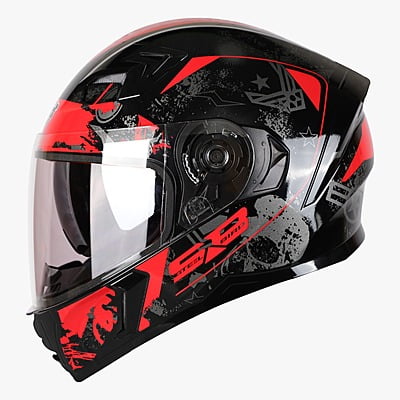 STEELBIRD SBA-21 COMBAT GLOSSY BLACK/RED C/V (L)