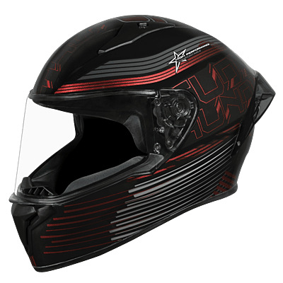 STUDDS THUNDER D11 LAVA RED N12 C/V (L) WITH SPOILER AND MIRROR VISOR