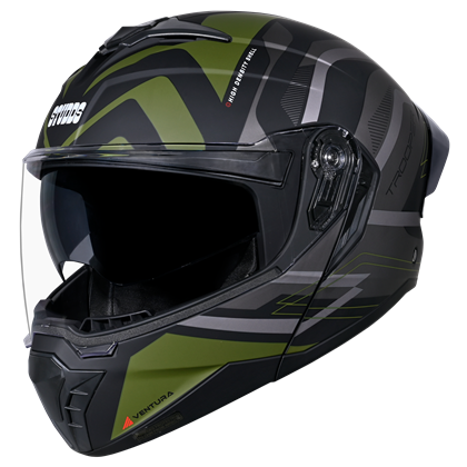 STUDDS TROOPER D3 MATT BLACK N3 GREEN D/V (L)