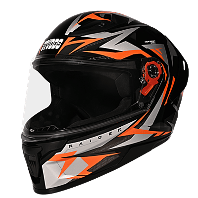 STUDDS RAIDER SUPER WITH SPOILER D1 MATT BLACK N10 ORANGE C/V (L)