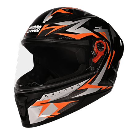 STUDDS RAIDER SUPER WITH SPOILER D1 MATT BLACK N10 ORANGE C/V (L)