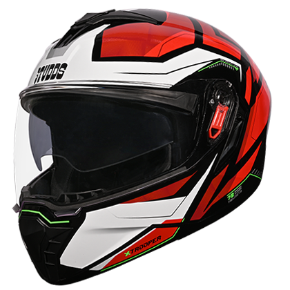 STUDDS TROOPER D2 MATT BLACK N2 RED D/V (L)