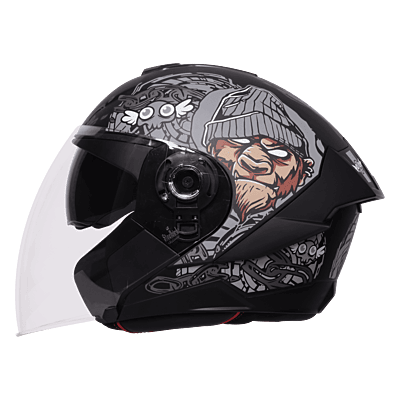 STEELBIRD SBA-10 MAD APE GLOSSY BLACK/GREY C/V WITH INNER SMOKE SUNSHIELD 600MM (L)