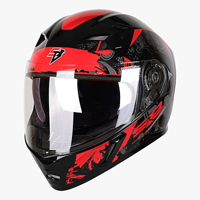 STEELBIRD SBA-21 COMBAT GLOSSY BLACK/RED C/V (L)