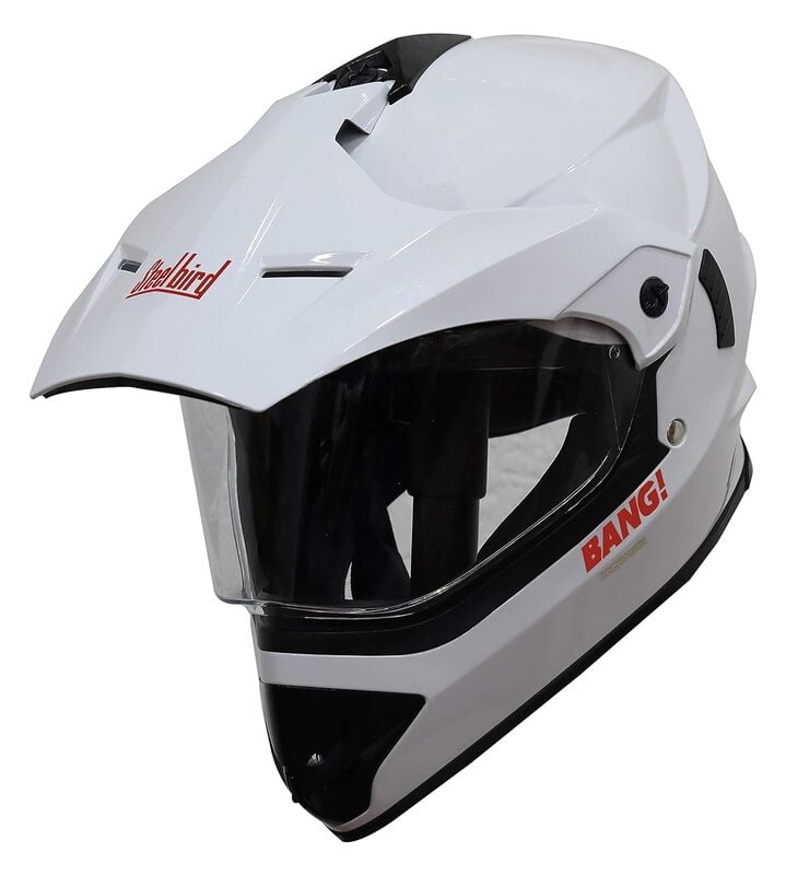 STEELBIRD SBH-13 BANG GLOSSY WHITE+P-CAP C/V (L)