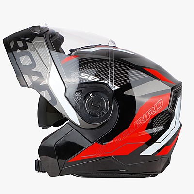STEELBIRD SBA-7 ISS ROAD MATT BLACK/RED C/V (XL)