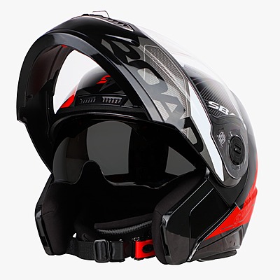 STEELBIRD SBA-7 ISS ROAD MATT BLACK/RED C/V (XL)