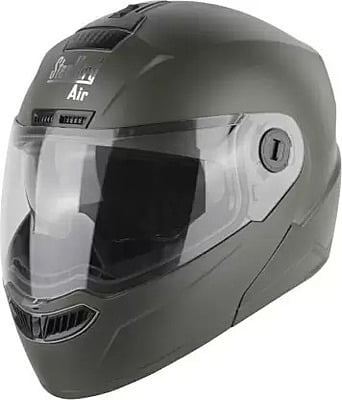 STEELBIRD SBA-7 ISS DASHING BATTLE GREEN C/V WITH INNER SMOKE SUNSHIELD (L)
