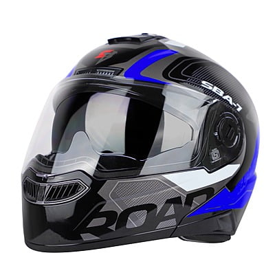 STEELBIRD SBA-7 ISS ROAD MATT BLACK/BLUE C/V (L)