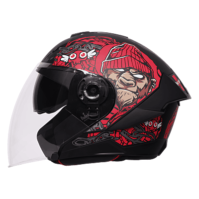STEELBIRD SBA-10 MAD APE MATT BLACK/RED C/V WITH INNER SMOKE SUNSHIELD 600MM (L)