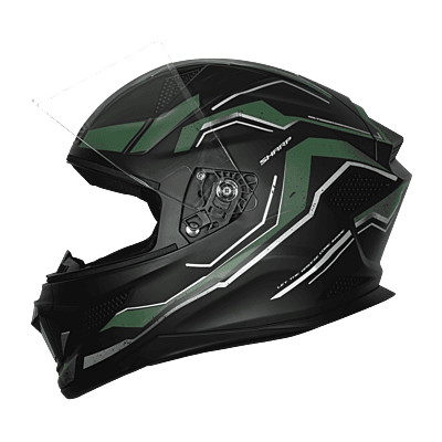 STEELBIRD SBH-25 SHARP SPIRIT GLOSSY BLACK/GREEN C/V 600 MM