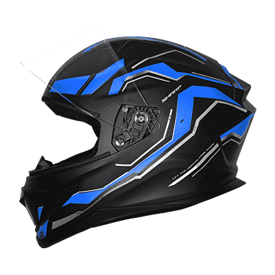 STEELBIRD SBH-25 SHARP SPIRIT GLOSSY BLACK/BLUE C/V 580 MM