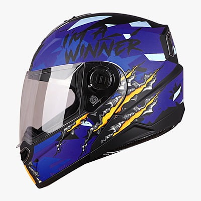 STEELBIRD SBA-7 ISS WINNER MATT BLACK/FLUO BLUE C/V (M)