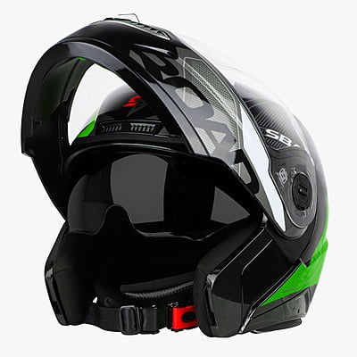 STEELBIRD SBA-7 ISS ROAD MATT BLACK/GREEN C/V (L)