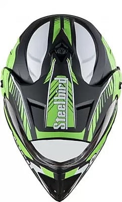 STEELBIRD SBH-13 AIRBONE GLOSSY BLACK+GREEN+P-CAP C/V (L)
