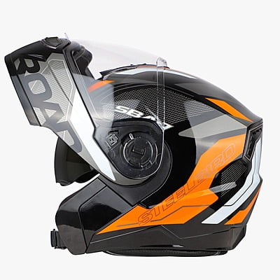 STEELBIRD SBA-7 ISS ROAD GLOSSY BLACK/ORANGE C/V (M)