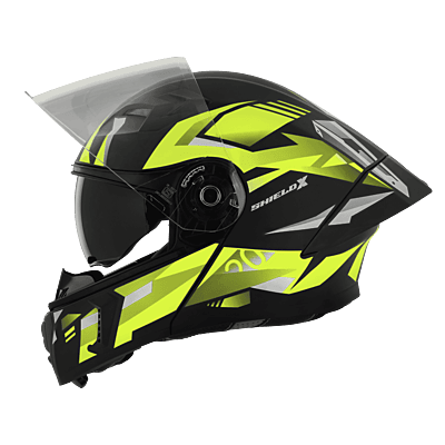 STEELBIRD SBA-20 ISS SHIELD X GLOSSY BLACK/NEON C/V 580 MM WITH EXTRA SMOKE VISOR