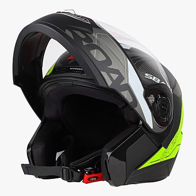 STEELBIRD SBA-7 ISS ROAD MATT BLACK/NEON C/V (M)