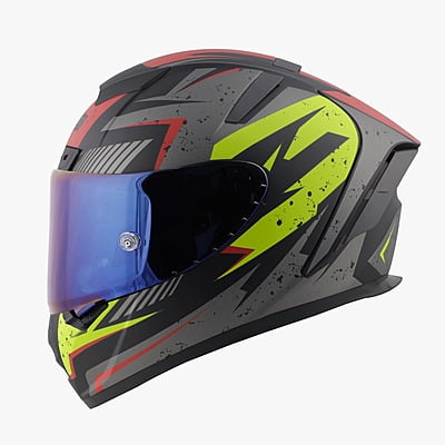 STEELBIRD SA-2 BREEZER GLOSSY BLACK/GREY C/V 600 MM WITH EXTRA VISOR (SH)