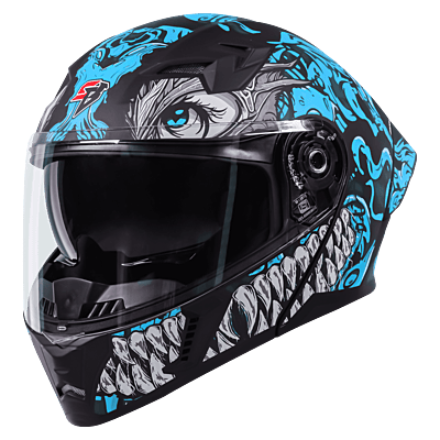 STEELBIRD SBA-20 ISS DRACO GLOSSY BLACK/JAZZ BLUE C/V 600 MM WITH EXTRA SMOKE VISOR