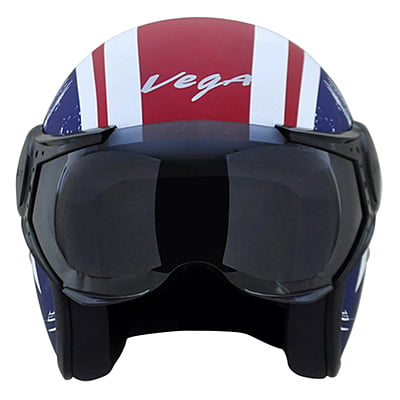 VEGA JET W/VISOR CAPTAIN DULL RED METALLIC BLUE C/V (L)