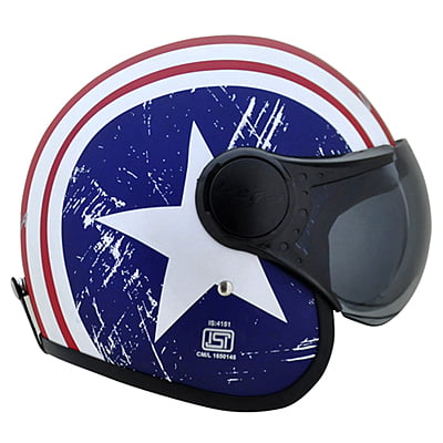 VEGA JET W/VISOR CAPTAIN DULL RED METALLIC BLUE C/V (L)