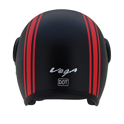VEGA JET W/VISOR OLD SCHOOL DULL BLACK RED C/V (L)
