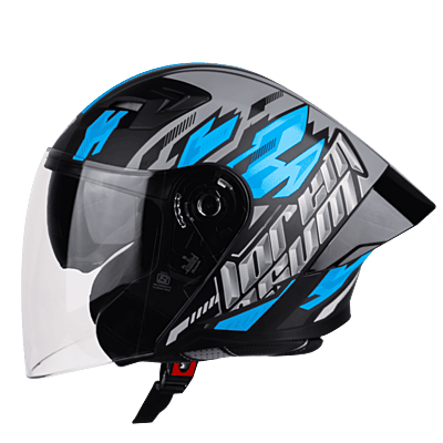 STEELBIRD SBA-16 ISS LOREM GLOSSY BLACK/JAZZ BLUE C/V 580 MM WITH BLACK SPOILER