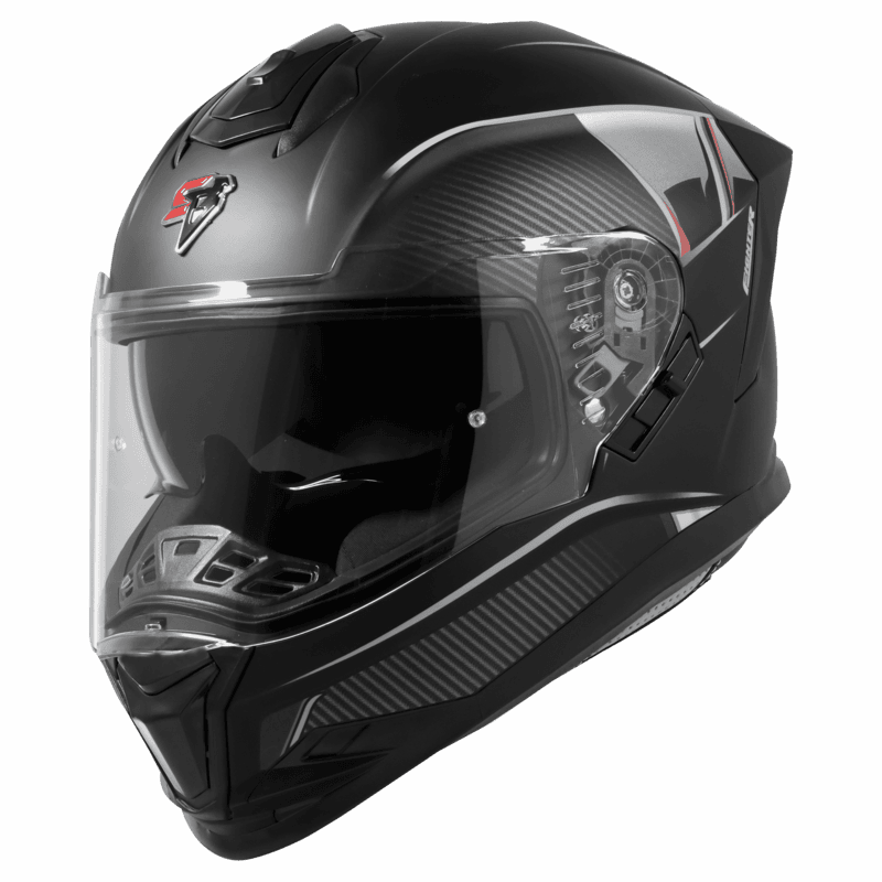 STEELBIRD SBH-57 ISS FIGHTER F1 MATT BLACK/L. BLUE C/V 580MM WITH EXTRA SMOKE VISOR