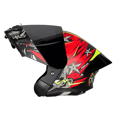 STEELBIRD SBA-20 ISS WARRIOR MATT BLACK/RED C/V 600 MM WITH EXTRA SMOKE VISOR, BLACK SPOILER